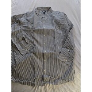 NWOT Lands End Mens 4XL Tall Purple Striped Long Sleeve Button Up Dress Shirt
